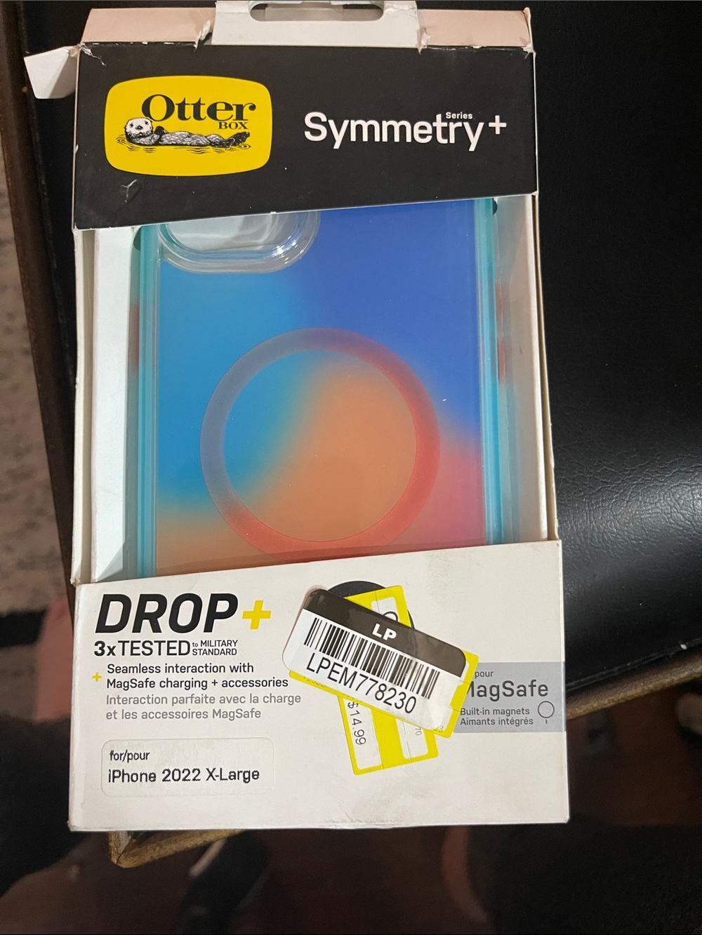 OtterBox Symmetry+ iPhone 2022 X-Large Case Iridescent Blue Orange Gradient